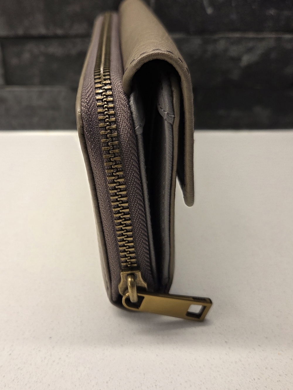 Fossil Taupe Pebbled Leather Wallet Clutch - Picture 6 of 12